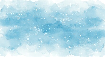 Artistic Arctic Watercolor Frosty Blue Snowy White Texture Background