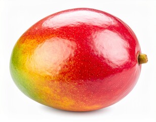 Obraz premium Slices of juicy mango, showcasing its beautiful color and succulent texture, ideal for food photography, recipes, or conveying a refreshing vibe, mango in white background