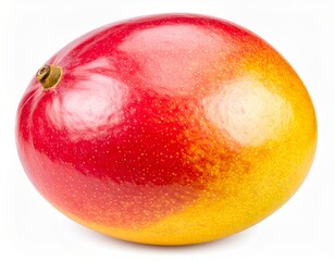 Obraz premium Slices of juicy mango, showcasing its beautiful color and succulent texture, ideal for food photography, recipes, or conveying a refreshing vibe, mango in white background