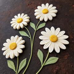 Fototapeta premium Elegant White Daisy Sugar Flowers Perfect for Cake Decorating
