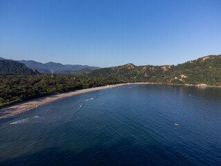 Beautiful Barra do Sahy beach at sunset