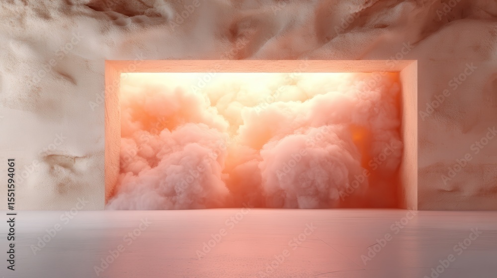 Aufkleber an abstract representation featuring soft, billowing clouds in a warm color palette, creating a drea