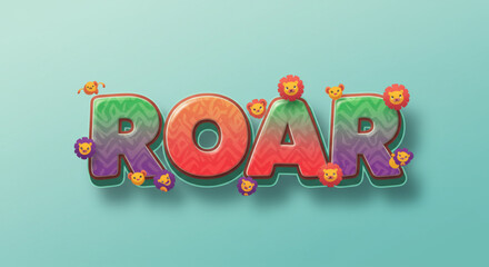 Vibrant ROAR Text Effect Colorful and Playful Typography Design