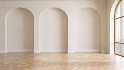 Empty modern interior room wabi sabi style