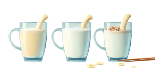 Eggnog preparation steps,  milk, spices, and eggnog mix