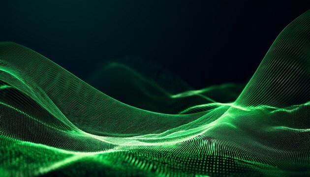 abstract technology flow background futuristic green dots background with a dynamic wave 3d rendering