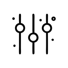 Three vertical sliders with circular knobs, representing audio or settings adjustments.