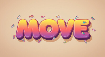 Vibrant 3D Text Effect 'MOVE' Design Element