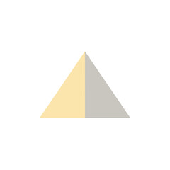 Fototapeta premium Two-toned triangle with pale yellow and gray halves simple geometric shape.