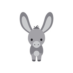 Obraz premium Cute Cartoon Donkey Facing Forward.