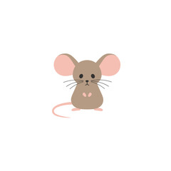Cute Cartoon Mouse in Simple Style.