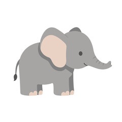 Fototapeta premium Cute Gray Elephant in Profile View with Pink Details.