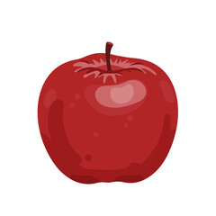 Fototapeta premium Glossy Red Apple with Stem and Subtle Speckles Fresh Fruit Illustration.