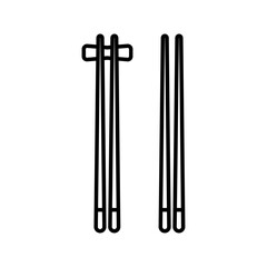 箸と箸置きのシンプルな線画ベクターイラスト｜箸,箸置き,線画,和食,日本,食事,白背景