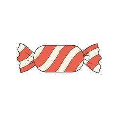Wrapped Candy with Red and White Stripes Sweet Treat Illustration.