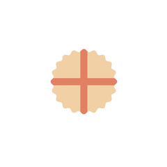 Obraz premium Beige Scalloped Circle with Red Cross Symbol Simple Design.