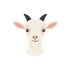 Cute Cartoon Goat Face with Simple Design.