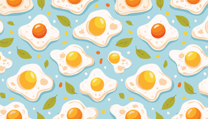 Vector seamless pattern of fried eggs on white background,white, design, egg, meal, pattern, seamless, texture, yolk, background, breakfast, cooking, food, fried egg, graphic, minimalist, overlay, 