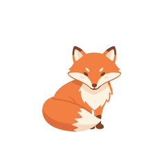 Obraz premium Adorable Cartoon Fox Sitting with Orange Fur and White Chest.
