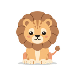 Obraz premium Adorable cartoon lion with a fluffy mane and a sweet gentle expression.