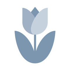 Simple Pastel Blue Tulip Illustration with Geometric Style.