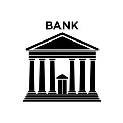 Fototapeta premium Bank building icon with classical architecture and columns 
