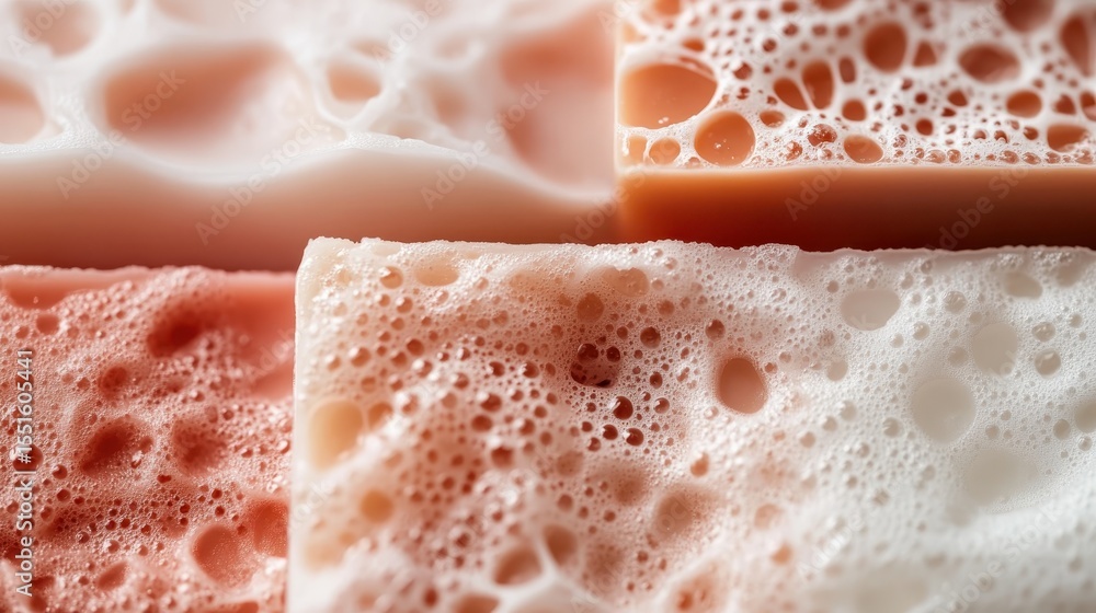 Aufkleber an artistic arrangement of soap bars with bubbly foam captures the essence of cleanliness and creati