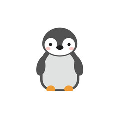 Fototapeta premium Adorable Cartoon Penguin with Pink Cheeks and Orange Feet.