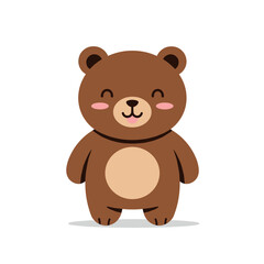 Naklejka premium Cartoon Brown Bear with Rosy Cheeks and a Light Brown Belly Patch.