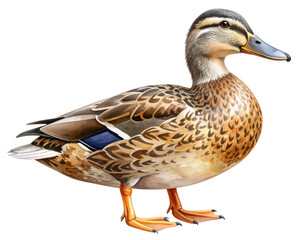 Obraz premium Watercolor Illustration of Female Common Duck Transparent PNG
