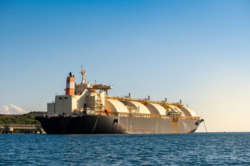 Floating Storage Unit or FSU next to power station by Marsaxlokk, Malta