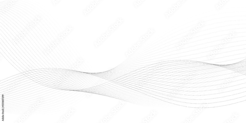 Poster halftone flowing wavy gradient dots shape isolated on transparent background. digital future technol