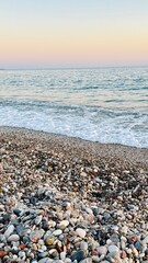 Turkish coast with Mediterranean sea and pebbles