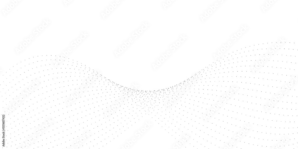 Poster halftone flowing wavy gradient dots shape isolated on transparent background. digital future technol