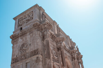 Stunning Details of Ancient Monument Highlight Architectural Mastery Under Bright Sky