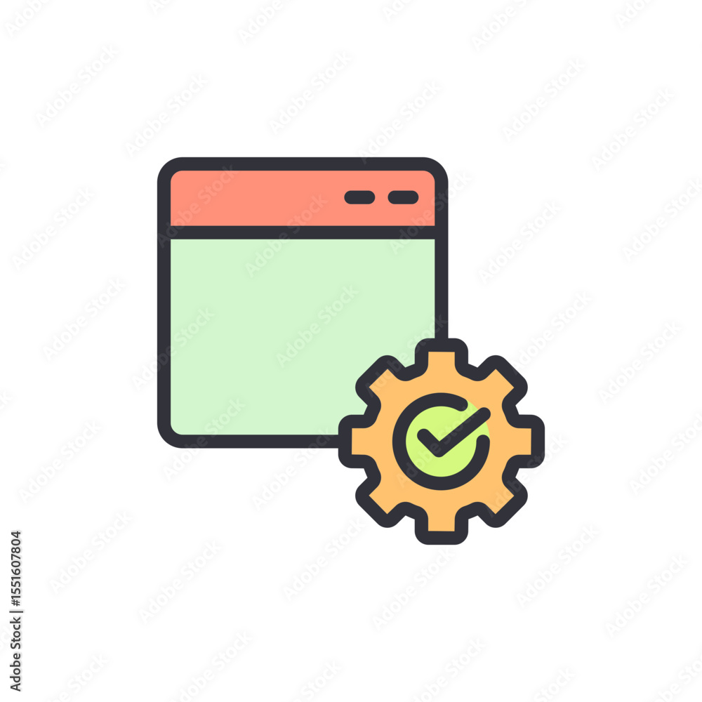 Poster website configuration with adjustment settings and completion symbol