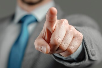 Businessman Pointing Finger Towards Camera. Command or Blame Concept with Pointing Hand.