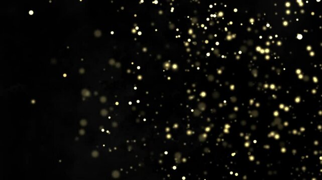 awesome gold particle background. Shining dots over black background. Seamless loop