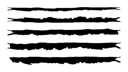 Grunge Ink Brush Strokes Torn Banner Silhouettes Collection