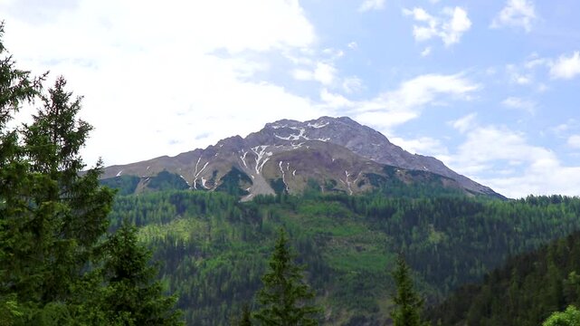 Panoramic view Marienberg mountain alpine landscape in Alps Tyrol Austria.