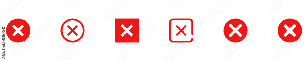 Poster red wrong mark. red cross x vector icon. no wrong symbol. delete, vote sign. graphic design element 