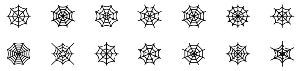 Black creepy spider web net silhouette art and spider web vector illustration. Spiderweb elements icon vector. Vector Illustration.