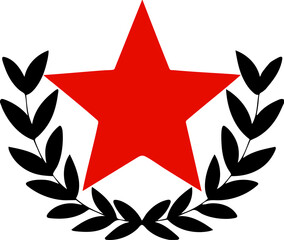 Red star and laurel wreath decoration icon vector illustration