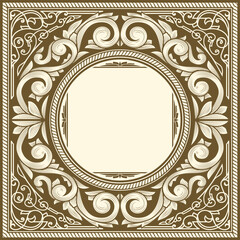 Decorative ornate retro emblematic floral blank card