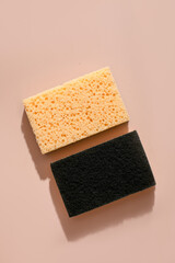 Contrasting sponges' textures evoke lunar landscapes; minimalist cleaning aesthetics, celebrate...