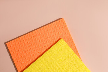 Sunlit dueling pastel cloths evoke minimalist warmth, like Diwali's vibrant color dance or a...