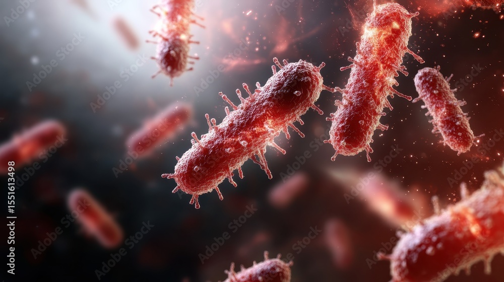 Poster this stunning illustration shows a detailed view of bacteria, showcasing their unique forms and stru