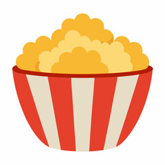 Popcorn in bowl food vector on white background.