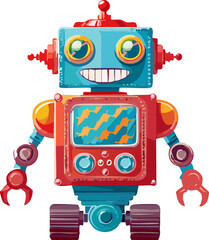 Fototapeta premium Robot rétro jouet avec design futuriste en bande dessinée