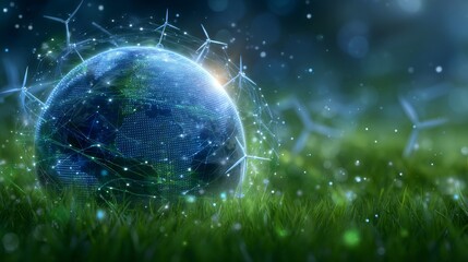 Obraz premium A global initiative for sustainability highlights the use of renewable energy and eco-friendly practices to create a better future